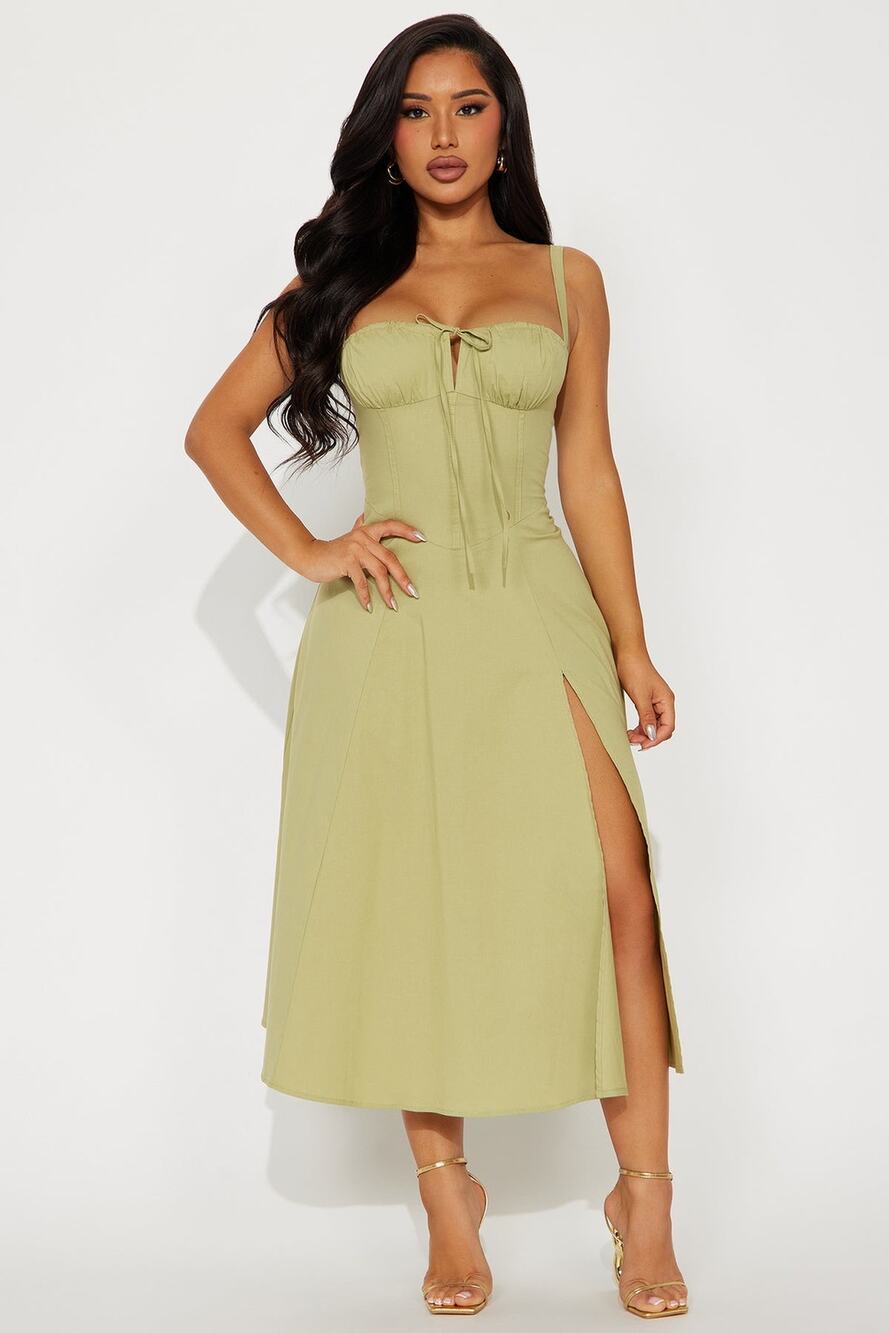Juniper Midi Dress - Olive Green Fashion Nova Size L